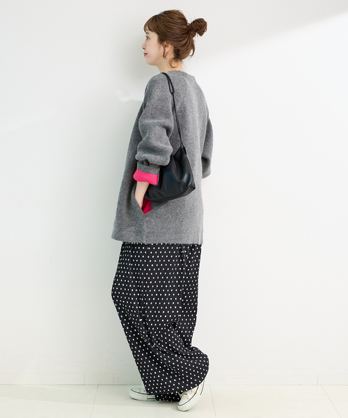 B.C STOCK(ベーセーストック)の「《追加3》2層スムース編みロングカーディガン(カーディガン/ボレロ・レディース・グレー/ブラック・FREE)」の14枚目の写真