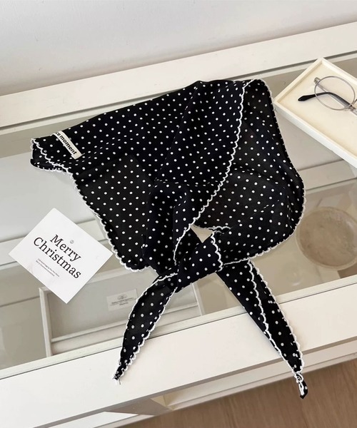 Vini（ヴィニ）の「ヘア スカーフ（バンダナ/スカーフ・レディース・ホワイト/ホワイト系その他/ブラック/ブルー・ONESIZE）」の3枚目の写真