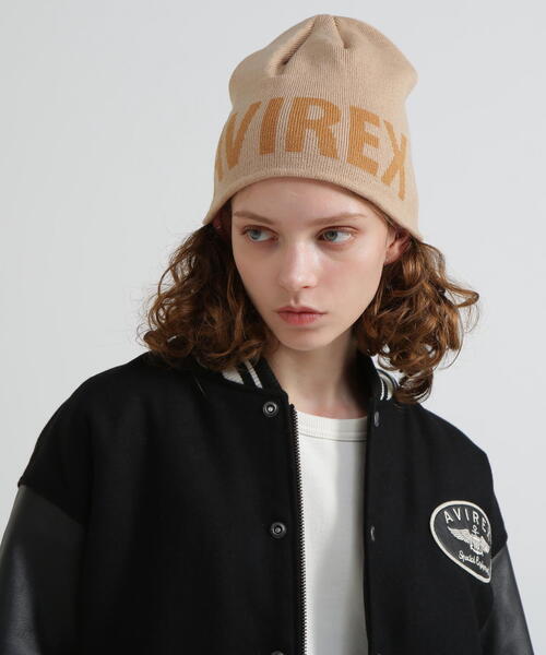 AVIREX（アヴィレックス）の「《直営店限定》AVIREX LOGO BEANIE/ロゴ ビーニー/ニットキャップ（ニットキャップ/ビーニー・レディース・ブラック/ベージュ・F）」の10枚目の写真