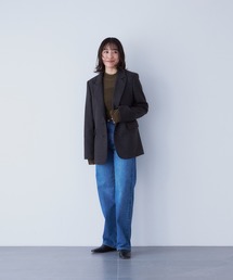 YANUK/ヤヌーク] LEA ハイウエストボーイズストレートダメージデニム