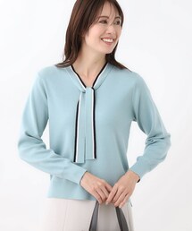 Reflect | 【秋映え／なめらかな着心地】バイカラーボウタイ付きニット(ニット/セーター)