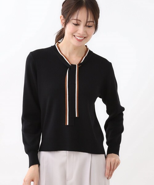 Reflect（リフレクト）の「【秋映え／なめらかな着心地】バイカラーボウタイ付きニット（ニット/セーター・レディース・グレー系その他5/ホワイト系7/ブルーグリーン/ブラック系4/パープル系1・11/09/07/05/15 /13）」の19枚目の写真