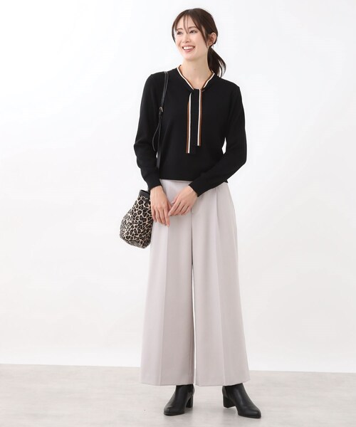 Reflect（リフレクト）の「【秋映え／なめらかな着心地】バイカラーボウタイ付きニット（ニット/セーター・レディース・グレー系その他5/ホワイト系7/ブルーグリーン/ブラック系4/パープル系1・11/09/07/05/15 /13）」の20枚目の写真