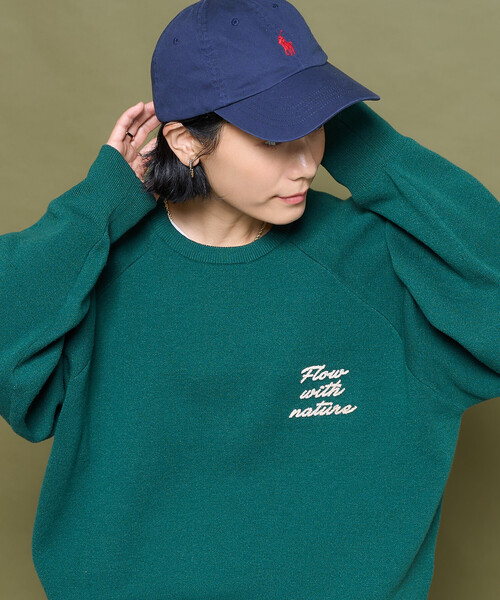 セール】ブラシ刺繍 ラグランニット/ スウェットライクニット（ニット