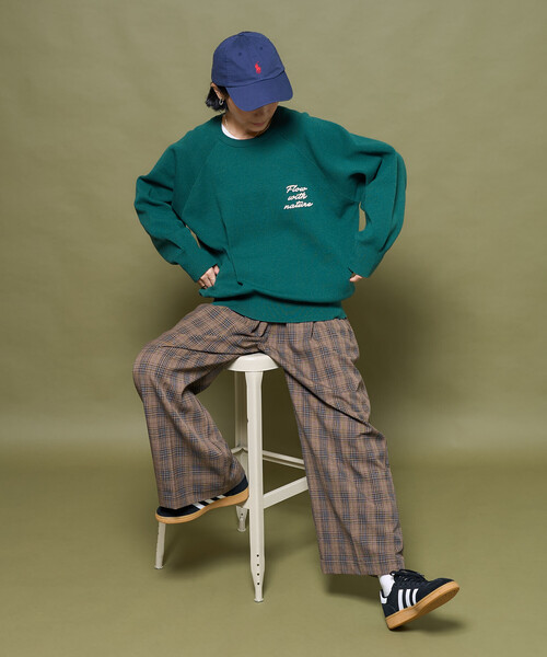 セール】ブラシ刺繍 ラグランニット/ スウェットライクニット（ニット