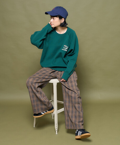 FREAK'S STORE(フリークスストア)の「ブラシ刺繍 ラグランニット/ スウェットライクニット(ニット/セーター・レディース・ライトグレー/グリーン/ネイビー・フリ-)」の14枚目の写真