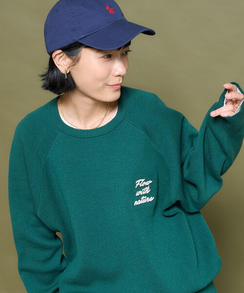 FREAK'S STORE(フリークスストア)の「ブラシ刺繍 ラグランニット/ スウェットライクニット(ニット/セーター・レディース・ライトグレー/グリーン/ネイビー・フリ-)」の8枚目の写真