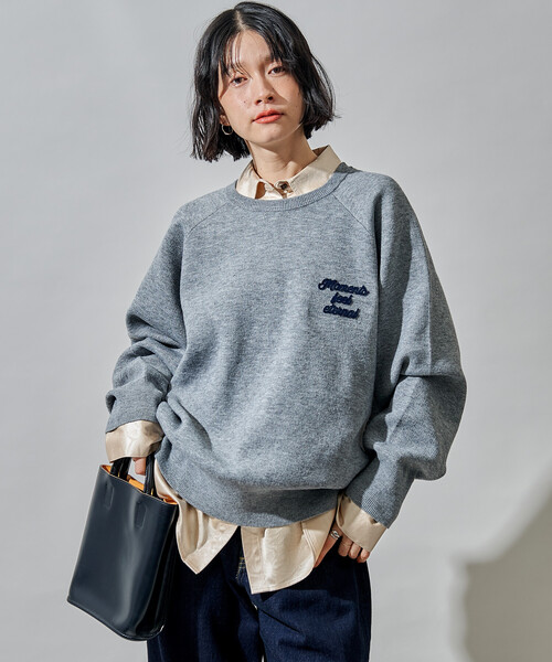 FREAK'S STORE(フリークスストア)の「ブラシ刺繍 ラグランニット/ スウェットライクニット(ニット/セーター・レディース・ライトグレー/グリーン/ネイビー・フリ-)」の21枚目の写真
