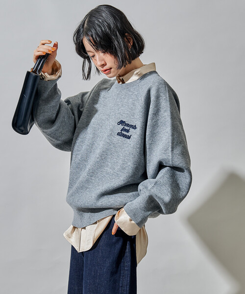 FREAK'S STORE(フリークスストア)の「ブラシ刺繍 ラグランニット/ スウェットライクニット(ニット/セーター・レディース・ライトグレー/グリーン/ネイビー・フリ-)」の15枚目の写真