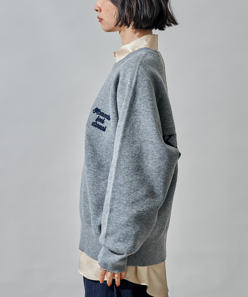 セール】ブラシ刺繍 ラグランニット/ スウェットライクニット（ニット