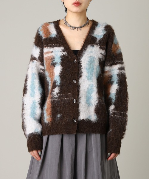 forget-me-nots(フォーゲットミーノッツ)の「Forget-me-nots Mohair Marble Cardigan FMN-25AW-KN-003(カーディガン/ボレロ・レディース・ブラウン/オリーブ・FREE)」の2枚目の写真
