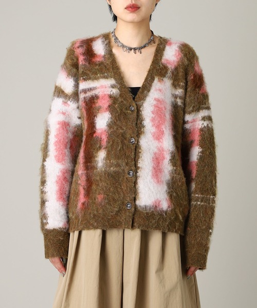 forget-me-nots(フォーゲットミーノッツ)の「Forget-me-nots Mohair Marble Cardigan FMN-25AW-KN-003(カーディガン/ボレロ・レディース・ブラウン/オリーブ・FREE)」の1枚目の写真