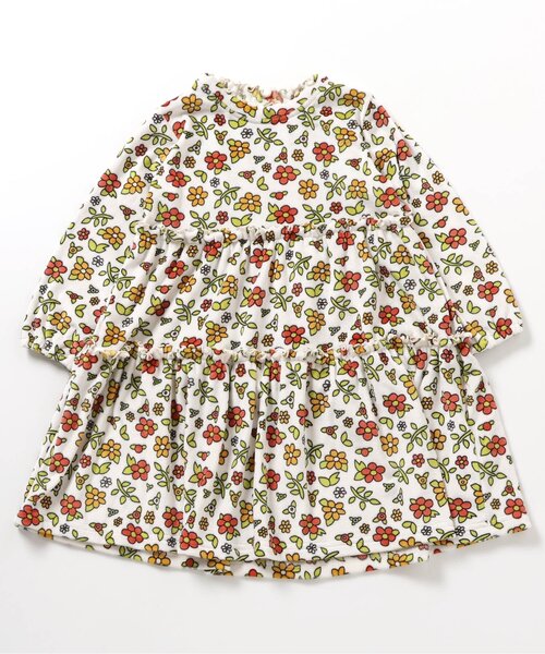 BREEZE（ブリーズ）の「【WEB限定/ジュニア対応】レトロ総柄ベロアワンピース（ワンピース・キッズ・イエロー/ネイビー/オフホワイト・100/120/110/90/140/130）」の2枚目の写真