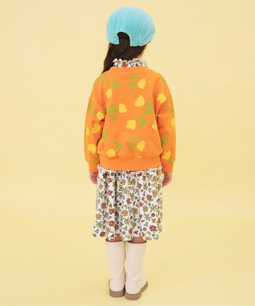 BREEZE（ブリーズ）の「【WEB限定/ジュニア対応】レトロ総柄ベロアワンピース（ワンピース・キッズ・イエロー/ネイビー/オフホワイト・100/120/110/90/140/130）」の9枚目の写真