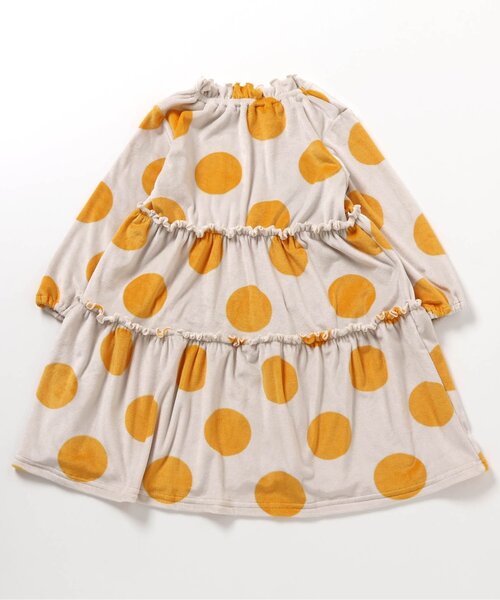 BREEZE（ブリーズ）の「【WEB限定/ジュニア対応】レトロ総柄ベロアワンピース（ワンピース・キッズ・イエロー/ネイビー/オフホワイト・100/120/110/90/140/130）」の11枚目の写真
