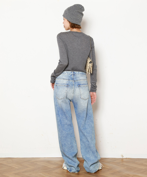 AP STUDIO（エーピーストゥディオ）の「ウールシルクワイドリブニット（ニット/セーター・レディース・チャコールグレー/ブラック/チョコ・FREE）」の11枚目の写真