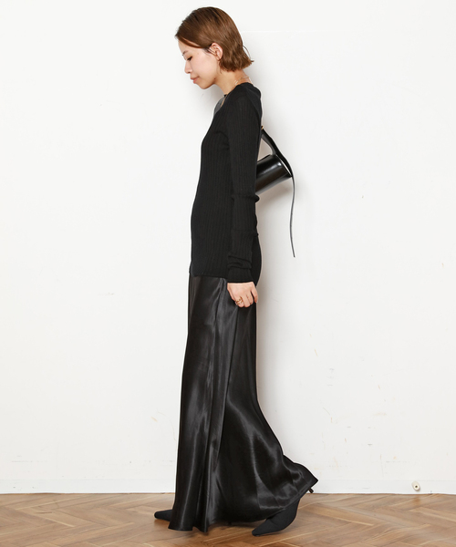 AP STUDIO（エーピーストゥディオ）の「ウールシルクワイドリブニット（ニット/セーター・レディース・チャコールグレー/ブラック/チョコ・FREE）」の15枚目の写真