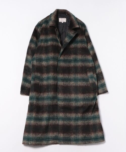 90’s　ビンテージ　タータンチェック　ダブルブレストコート　ウール　シャギー 90's ビンテージ タータンチェック ダブルブレストコート ウール