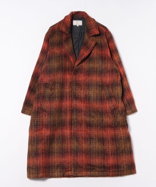 Revo. オーバーサイズ シャギーチェック ダブルブレスト ロングコート
