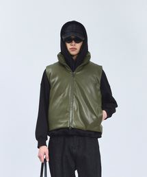 STANDARDERROR（スタンダードエラー）の「87-STAN109 ユーティリティレザーパディングベスト カーキ（ダウンベスト）」