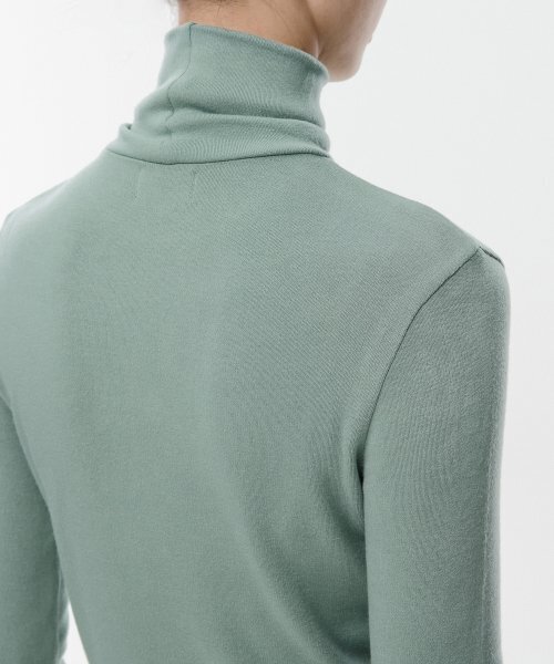 MUSINSA STANDARD WOMAN（ムシンサスタンダードウーマン）の「[ヒートタンダード] ウィメンズ薄起毛スリムタートルネック長袖Tシャツ [バジル]（Tシャツ/カットソー・レディース・その他・SMALL/MEDIUM/LARGE/X-SMALL）」の4枚目の写真