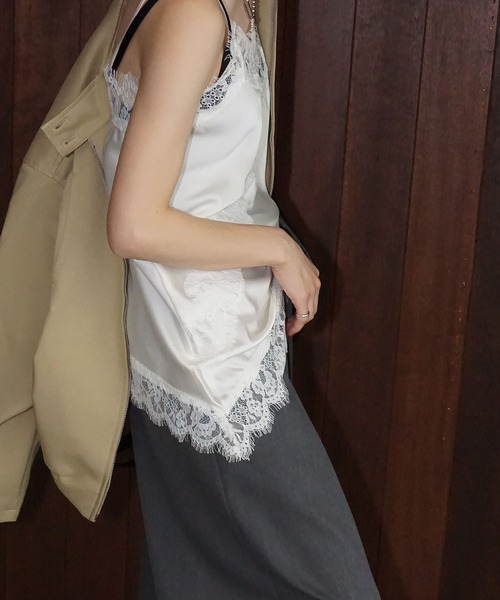 レーストリムサテンキャミソール chw26s006-ファッション通販サイト