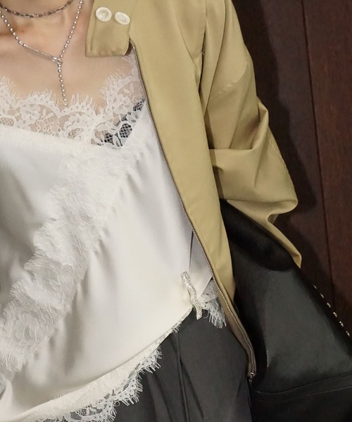 chuclla(チュクラ)の「レーストリムサテンキャミソール chw26s006(キャミソール・レディース・ブラック/ホワイト/ブラウン・FREE)」の6枚目の写真