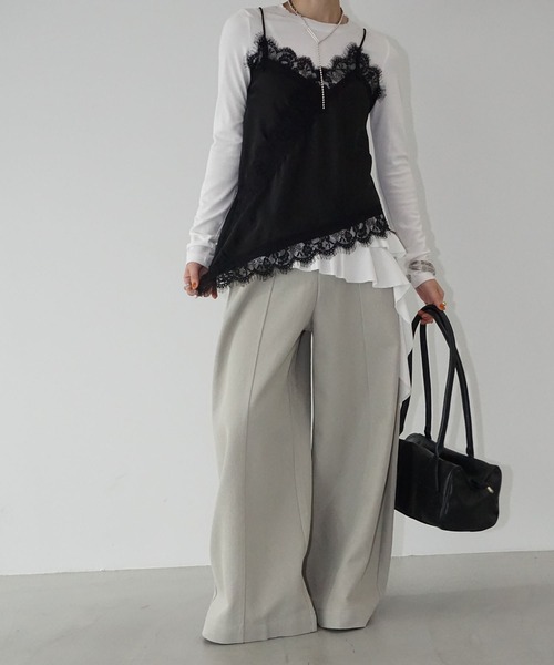 レーストリムサテンキャミソール chw26s006-ファッション通販サイト