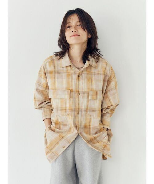 Ungrid（アングリッド）の「ブリーチチェックルーズシャツ（シャツ/ブラウス・レディース・ブルー/イエロー・FREE）」の4枚目の写真