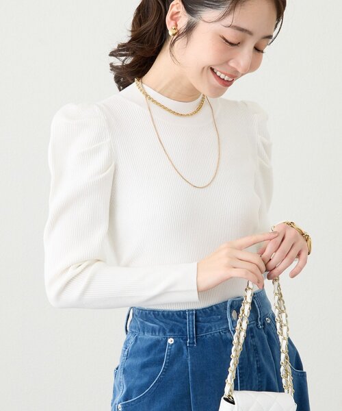 La boutique BonBon（ラブティックボンボン）の「【春まで使える！】アンゴラタッチパワショルリブニット（ニット/セーター・レディース・ブラック/サックスブルー/ピンク/ホワイト・FREE）」の16枚目の写真