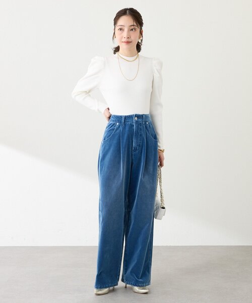 La boutique BonBon（ラブティックボンボン）の「【春まで使える！】アンゴラタッチパワショルリブニット（ニット/セーター・レディース・ブラック/サックスブルー/ピンク/ホワイト・FREE）」の14枚目の写真