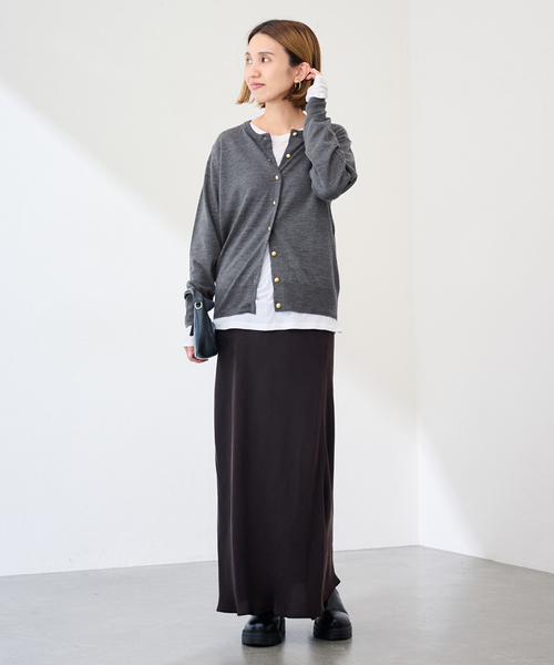 FRAMeWORK（フレームワーク）の「≪追加≫イタリアヤーン basic クルーカーディガン 2（カーディガン/ボレロ・レディース・ネイビー/ブルー/チャコールグレー/ホワイト・FREE）」の5枚目の写真