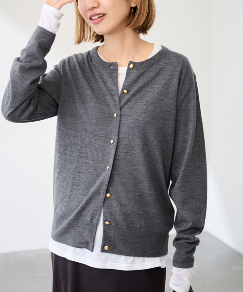 FRAMeWORK（フレームワーク）の「≪追加≫イタリアヤーン basic クルーカーディガン 2（カーディガン/ボレロ・レディース・ネイビー/ブルー/チャコールグレー/ホワイト・FREE）」の9枚目の写真