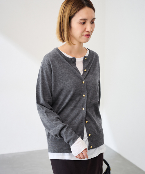 FRAMeWORK（フレームワーク）の「≪追加≫イタリアヤーン basic クルーカーディガン 2（カーディガン/ボレロ・レディース・ネイビー/ブルー/チャコールグレー/ホワイト・FREE）」の10枚目の写真