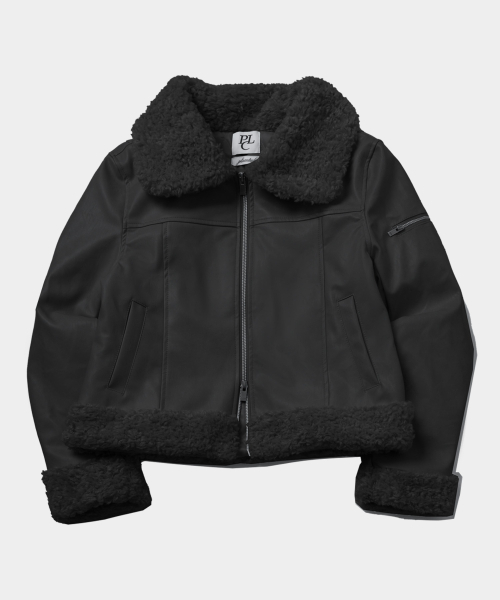 希少　ムートンジャケット　シアリングライダースジャケット ブラック黒 Maison Margiela メゾンマルジェラ ワックスド シアリングジャケット