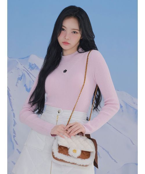 LILY BROWN（リリーブラウン）の「【LILY BROWN×MARY QUANT】ソフトリブニットトップス（ニット/セーター・レディース・シルバー/ピンク/その他/ブラック・F）」の2枚目の写真