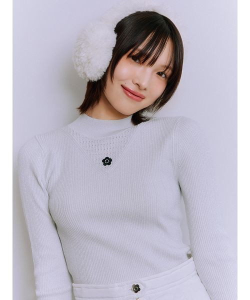 LILY BROWN（リリーブラウン）の「【LILY BROWN×MARY QUANT】ソフトリブニットトップス（ニット/セーター・レディース・シルバー/ピンク/その他/ブラック・F）」の3枚目の写真