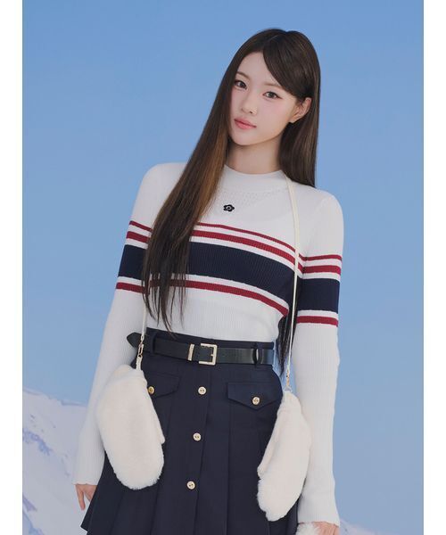 LILY BROWN（リリーブラウン）の「【LILY BROWN×MARY QUANT】ソフトリブニットトップス（ニット/セーター・レディース・シルバー/ピンク/その他/ブラック・F）」の5枚目の写真