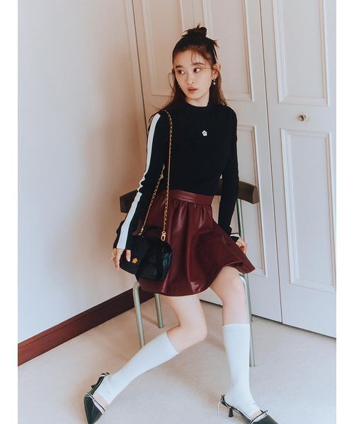 LILY BROWN（リリーブラウン）の「【LILY BROWN×MARY QUANT】ソフトリブニットトップス（ニット/セーター・レディース・シルバー/ピンク/その他/ブラック・F）」の14枚目の写真