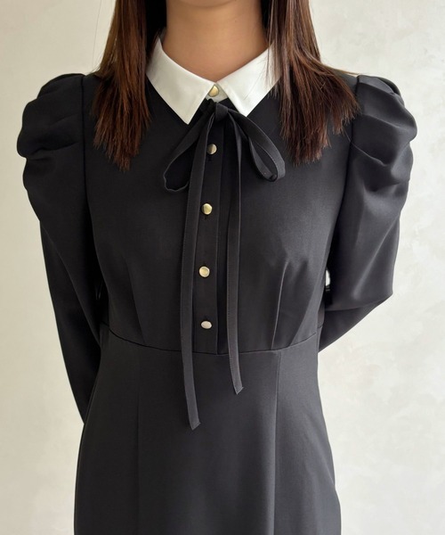 31 Sons de mode(トランテアン ソン ドゥ モード)の「2026春夏新作 襟付きマーメイドワンピース(ワンピース・レディース・チャコールグレー/ブラック・S/M)」の12枚目の写真