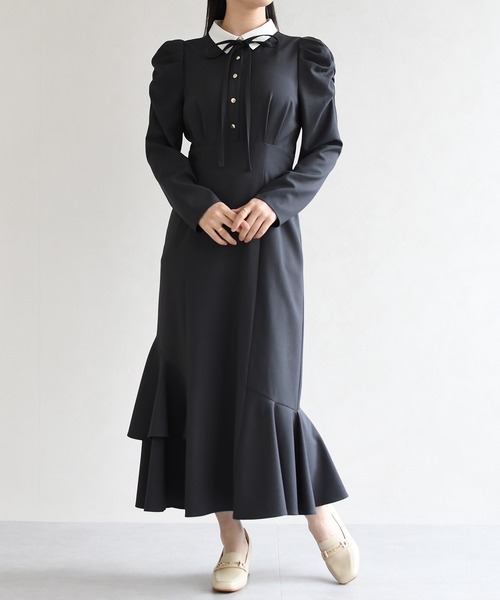 31 Sons de mode(トランテアン ソン ドゥ モード)の「2026春夏新作 襟付きマーメイドワンピース(ワンピース・レディース・チャコールグレー/ブラック・S/M)」の20枚目の写真