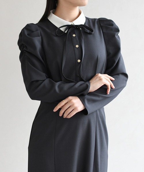 31 Sons de mode(トランテアン ソン ドゥ モード)の「2026春夏新作 襟付きマーメイドワンピース(ワンピース・レディース・チャコールグレー/ブラック・S/M)」の19枚目の写真