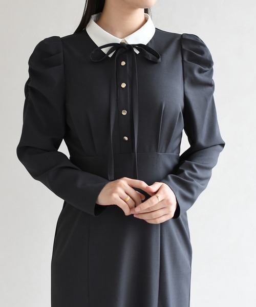 31 Sons de mode(トランテアン ソン ドゥ モード)の「2026春夏新作 襟付きマーメイドワンピース(ワンピース・レディース・チャコールグレー/ブラック・S/M)」の17枚目の写真