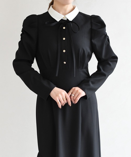 31 Sons de mode(トランテアン ソン ドゥ モード)の「2026春夏新作 襟付きマーメイドワンピース(ワンピース・レディース・チャコールグレー/ブラック・S/M)」の22枚目の写真