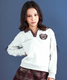 nexchic（ネクシック）の「ロゴバッチ裏起毛ラガーシャツ(110~150cm)（スウェット・キッズ）」