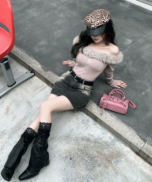 VEILA（ヴェイラ）の「ファーオフショルダーリブニットトップス（ニット/セーター・レディース・グレー・フリー）」の20枚目の写真