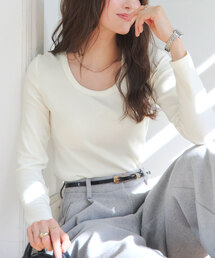 KOBE LETTUCE（コウベレタス）の「[ 裏起毛 ] 深UネックロンT（Tシャツ/カットソー・レディース）」