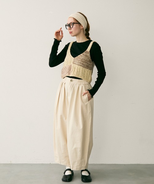 Crisp（クリスプ）の「ミックスニットビスチェ（ニット/セーター・レディース・アイボリー・FREE）」の2枚目の写真