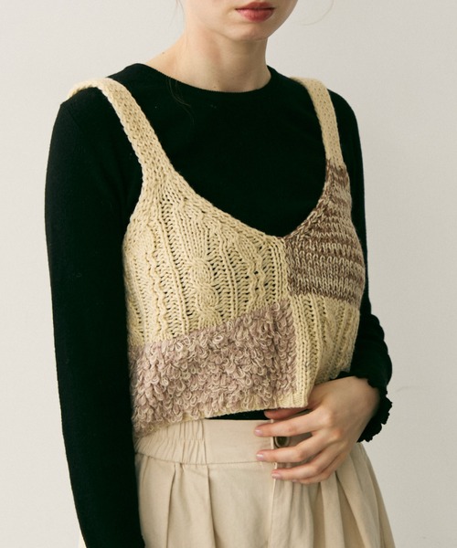 Crisp（クリスプ）の「ミックスニットビスチェ（ニット/セーター・レディース・アイボリー・FREE）」の7枚目の写真