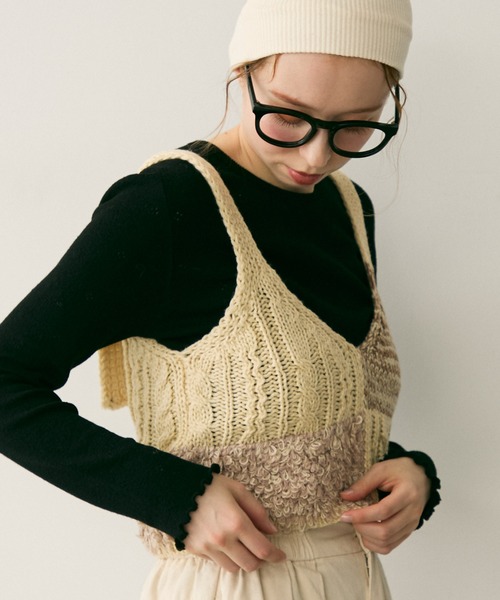 Crisp（クリスプ）の「ミックスニットビスチェ（ニット/セーター・レディース・アイボリー・FREE）」の8枚目の写真